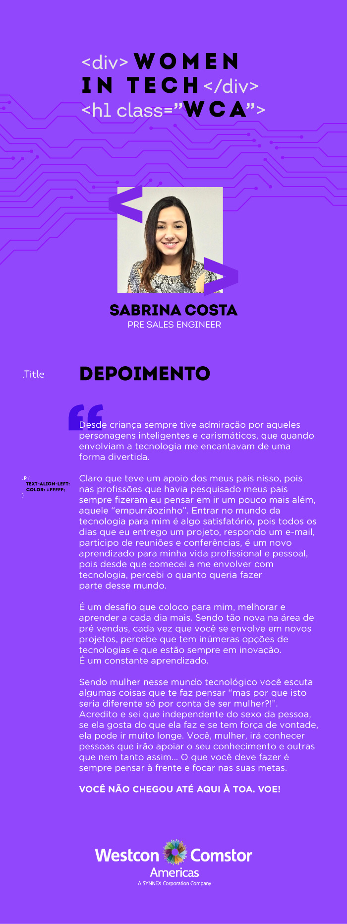 WOMEN IN TECH - Sabrina Costa